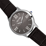 Sophie & Freda Sonoma Leather-Band Watch w/Swarovski Crystals - Silver/Black SAFSF4402