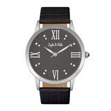 Sophie & Freda Sonoma Leather-Band Watch w/Swarovski Crystals - Silver/Black SAFSF4402