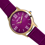 Sophie & Freda Sonoma Leather-Band Watch w/Swarovski Crystals - Gold/Fuchsia SAFSF4404