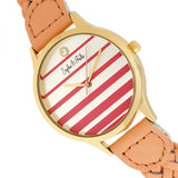 Sophie & Freda Tucson Leather-Band Watch w/Swarovski Crystals - Gold/Coral SAFSF4503