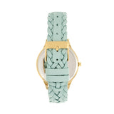 Sophie & Freda Tucson Leather-Band Watch w/Swarovski Crystals - Gold/Light Blue SAFSF4504