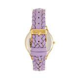 Sophie & Freda Tucson Leather-Band Watch w/Swarovski Crystals - Gold/Lavender SAFSF4505