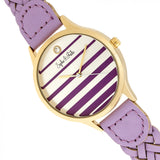 Sophie & Freda Tucson Leather-Band Watch w/Swarovski Crystals - Gold/Lavender SAFSF4505