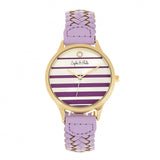 Sophie & Freda Tucson Leather-Band Watch w/Swarovski Crystals - Gold/Lavender SAFSF4505