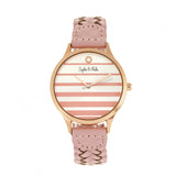 Sophie & Freda Tucson Leather-Band Watch w/Swarovski Crystals - Rose Gold/Pink SAFSF4506