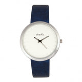 Simplify The 6000 Leather-Band Watch - Silver/Blue SIM6002