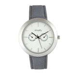 Simplify The 6100 Canvas-Overlaid Strap Watch w/ Day/Date - White/Grey SIM6103