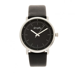 Simplify The 6200 Leather-Strap Watch - Black/Silver