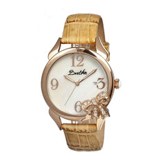 Bertha Bow MOP Leather-Band Ladies Watch - Rose Gold/Cream