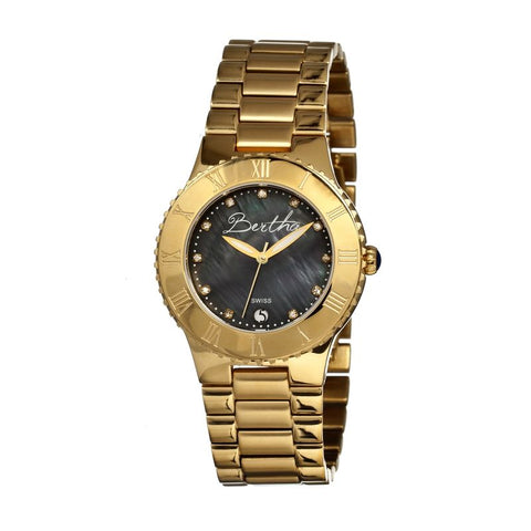 Bertha Millicent MOP Ladies Swiss Bracelet Watch - Gold/Black BTHBR2704