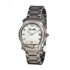 Bertha Fiona MOP Ladies Bracelet Watch w/ Date - Silver/White