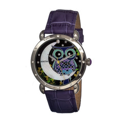 Bertha Ashley MOP Leather-Band Ladies Watch - Silver/Purple BTHBR3002