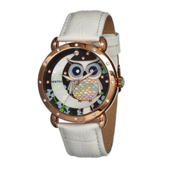 Bertha Ashley MOP Leather-Band Ladies Watch - Rose Gold/White BTHBR3004