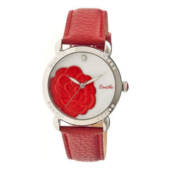 Bertha Daphne MOP Leather-Band Ladies Watch - Red/White BTHBR4604