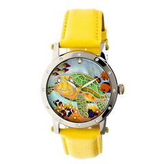 Bertha Chelsea MOP Leather-Band Ladies Watch - Silver/Yellow BTHBR4902