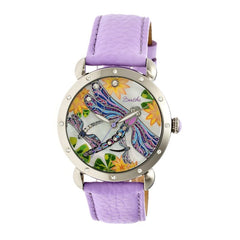 Bertha Jennifer MOP Leather-Band Ladies Watch - Silver/Lavender BTHBR5002