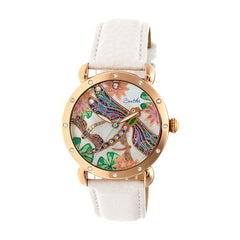 Bertha Jennifer MOP Leather-Band Ladies Watch - Rose Gold/White BTHBR5005