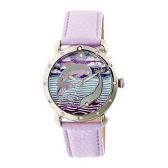 Bertha Estella MOP Leather-Band Ladies Watch - Silver/Lavender BTHBR5103