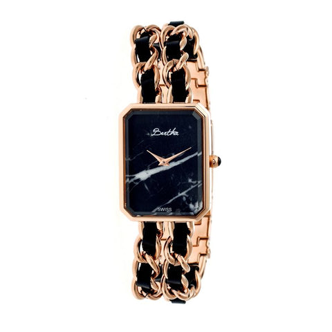 Bertha Eleanor Ladies Swiss Bracelet Watch - Rose Gold/Black BTHBR5906