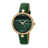 Bertha Frances Marble Dial Leather-Band Watch - Green BTHBR6403