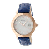 Bertha Eden Mother-Of-Pearl Leather-Band Watch w/Date - Blue/Rose Gold BTHBR6506