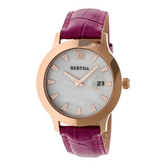 Bertha Eden Mother-Of-Pearl Leather-Band Watch w/Date - Fuchsia/Rose Gold BTHBR6507