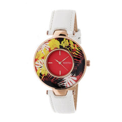 Bertha Elizabeth Unique Bezel Leather-Band Watch - Rose Gold/Coral BTHBR6606