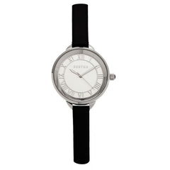 Bertha Madison Sunray Dial Leather-Band Watch - Black/Silver