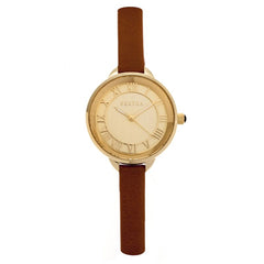 Bertha Madison Sunray Dial Leather-Band Watch - Camel/Gold BTHBR6705