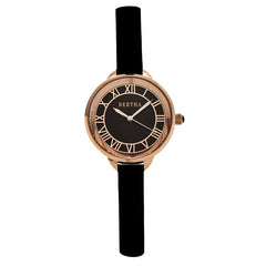 Bertha Madison Sunray Dial Leather-Band Watch - Black/Rose Gold BTHBR6707