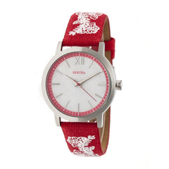 Bertha Penelope MOP Leather-Band Watch - Red 