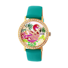 Bertha Luna Mother-Of-Pearl Leather-Band Watch - Turquoise BTHBR7703