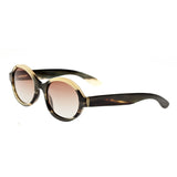 Bertha Laurel Buffalo-Horn Polarized Sunglasses - Black-Tan/Brown BRSBR006M