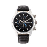 Breed Lacroix Chronograph Leather-Band Watch - Silver/Black BRD6801