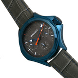Breed Tempe Leather-Band Watch w/Day/Date - Gray/Blue BRD6905