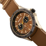 Breed Dixon Leather-Band Watch w/Day/Date - Gold/Light Brown BRD7302