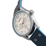Breed Rio Leather-Band Watch w/Day/Date - Silver/Blue BRD7403