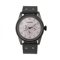 Breed Rio Leather-Band Watch w/Day/Date - Black 