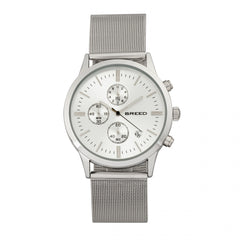 Breed Espinosa Chronograph Mesh-Bracelet Watch w/ Date - Silver