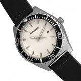 Breed Ranger Leather-Band Watch w/Date - Silver/White BRD8001