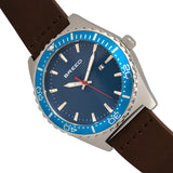 Breed Ranger Leather-Band Watch w/Date - Silver/Blue BRD8005