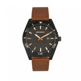 Breed Ranger Leather-Band Watch w/Date - Black/Brown BRD8006