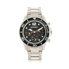 Breed Pegasus Bracelet Watch w/Day/Date- Black/Silver