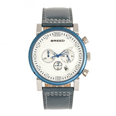 Breed Ryker Chronograph Leather-Band Watch w/Date - Teal/Silver