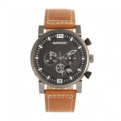 Breed Ryker Chronograph Leather-Band Watch w/Date - Camel/Gunmetal BRD8204