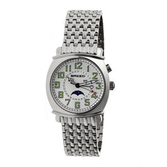 Breed Ray Moon-Phase Men's Bracelet Watch w/ Date-Silver
