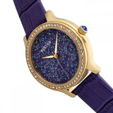 Bertha Cora Crystal-Encrusted Leather-Band Watch - Purple BTHBR6003