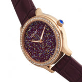 Bertha Cora Crystal-Encrusted Leather-Band Watch - Plum BTHBR6005