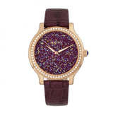 Bertha Cora Crystal-Encrusted Leather-Band Watch - Plum BTHBR6005