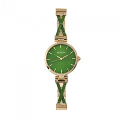 Bertha Amanda Criss-Cross Bracelet Watch - Gold/Green